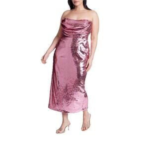 ELOQUII Women's Corset Bodice Pink Sequin Dress Size: 24 NEW
